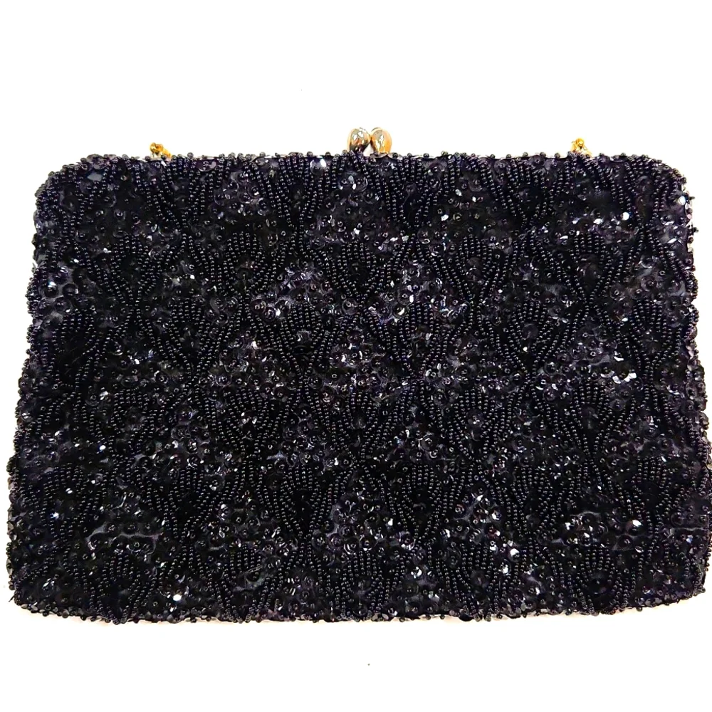 Vintage 1950's Walborg Gorgeous Black Beaded Evening Bag - Picture 13 of 14